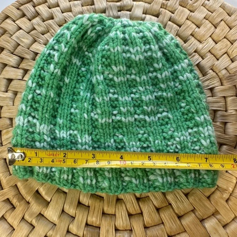 Kids Green Knit Beanie Hat Winter Warm Comfortable‎ Casual handmade beanie